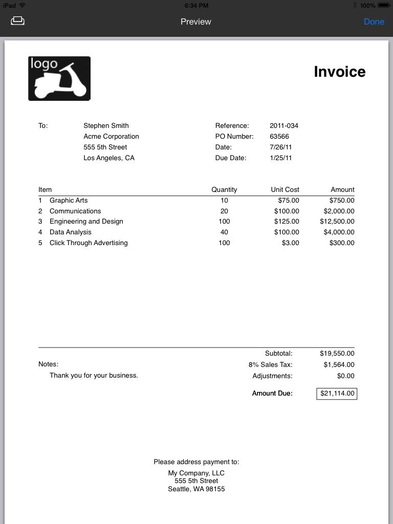program for landscape invoices for a mac
